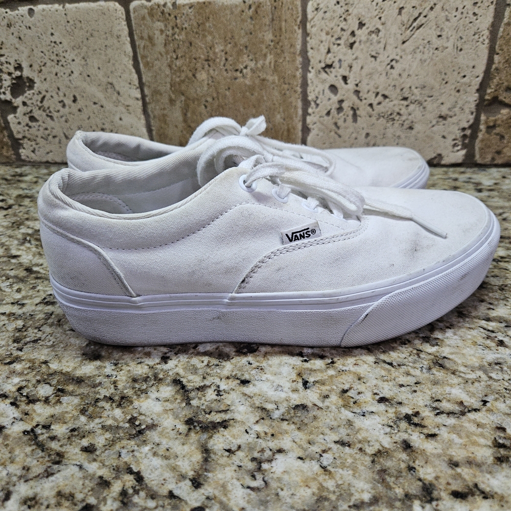 Vans White Canvas Low-Top Sneakers